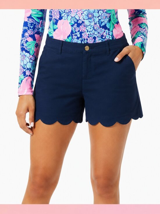 Lilly Pulitzer Pants - Lilly Pulitzer Navy Scalloped Hem Textured Shorts